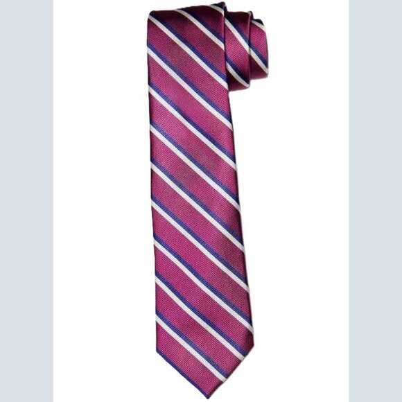 NWOT Jos A Bank Purple Repp Stripe Silk Tie Stain Resistant Men's Long - Picture 1 of 1